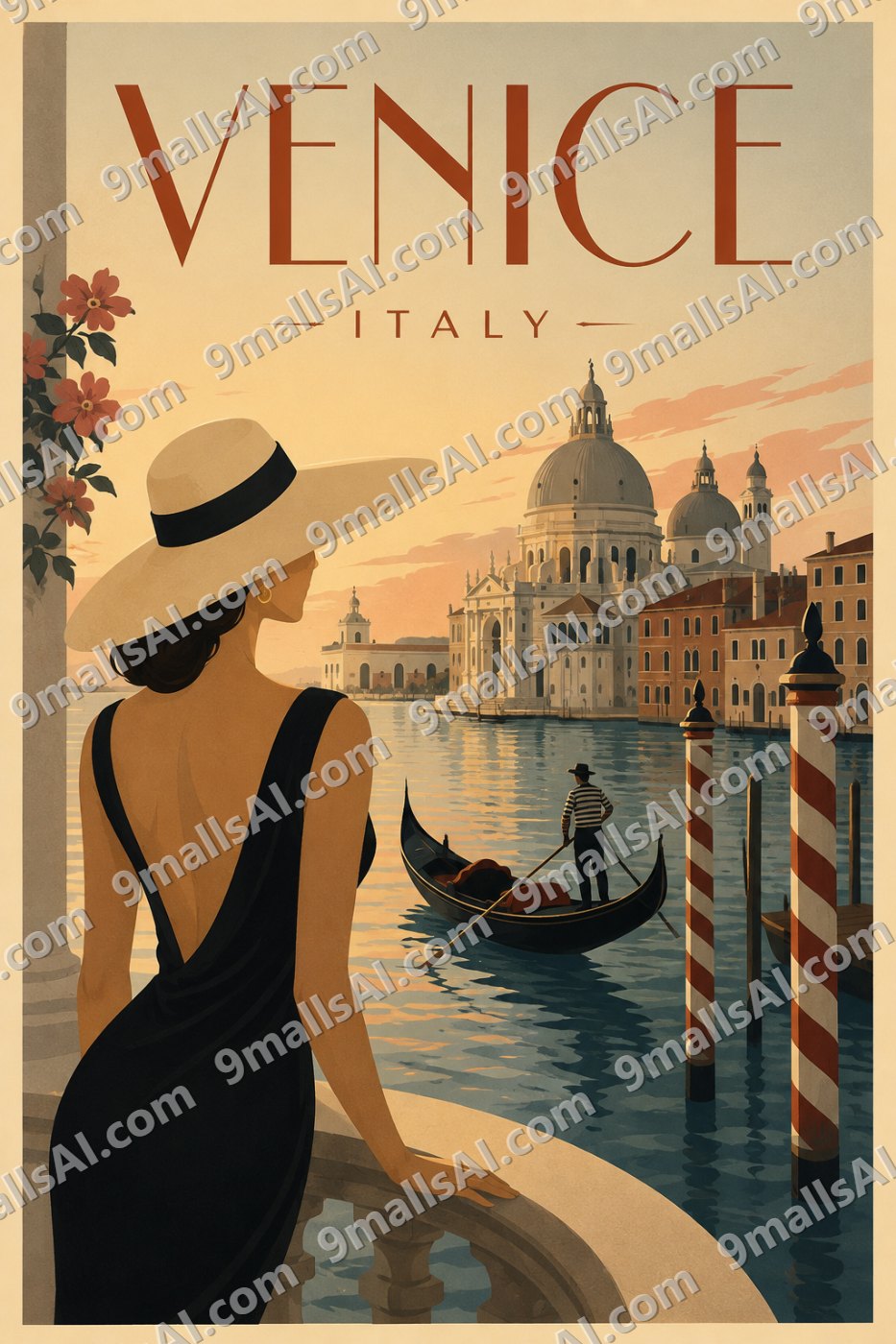 Vintage Venice Italy Travel Poster – Retro Venetian Wall Art